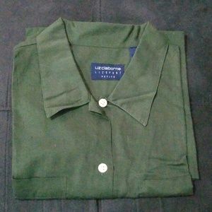 Liz Claiborne dark green button down long sleeves